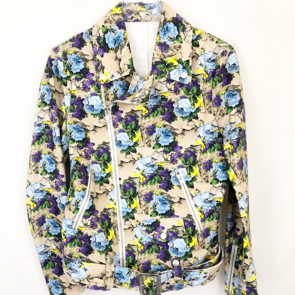 MSGM Floral Biker style Jacket Sz 44 IT 8 US